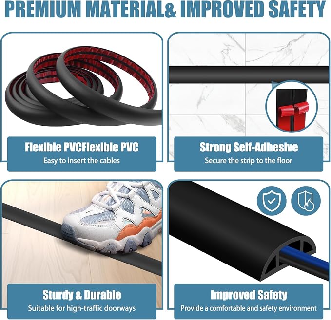 Floor Cord Covers for Wires 20FT Cable Hider Wire Coverr Self Adhesive Cord - Image 3