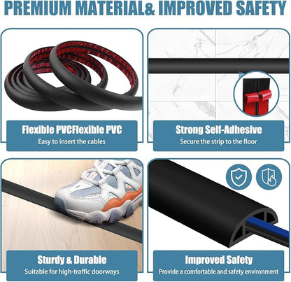 Floor Cord Covers for Wires 3.3FT Cable Hider Wire Cover Self Adhesive Cord - Image 3
