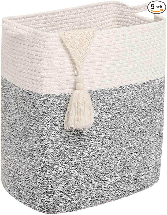 Tall Laundry Basket With Handles, Woven Cotton Rope Big Laundry Hamper Sorters by Laughbird