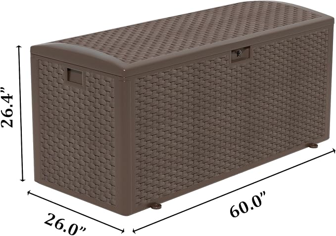 180 Gallon Pro Outdoor Storage Box Waterproof Lockable Resin Deck Box Large - Image 3