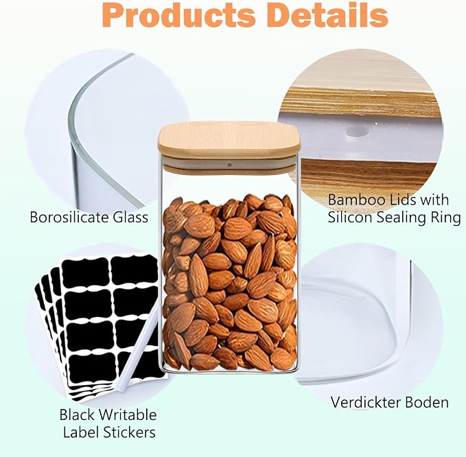 1.2 Qt Square Glass Storage Containers - Image 4