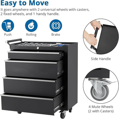 IDEALHOUSE Rolling Tool Chest, 4 Drawers Tool Storage Cabinet, Toolbox - Image 6