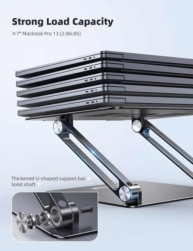 Lamicall Adjustable Laptop Stand, Portable Laptop Riser, Aluminum Laptop Stand - Image 5