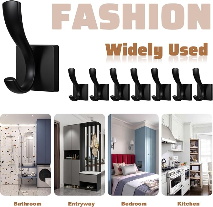 8 Pack Wall Hooks Heavy Duty Towel Robe Coat Hooks - Image 4