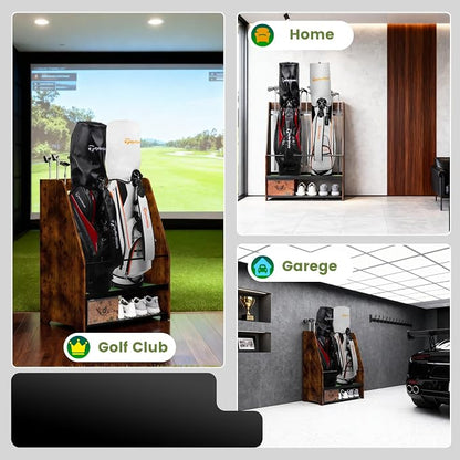 Golf Bag Organizer Rack – Large Wooden Golf Storage - Image 5