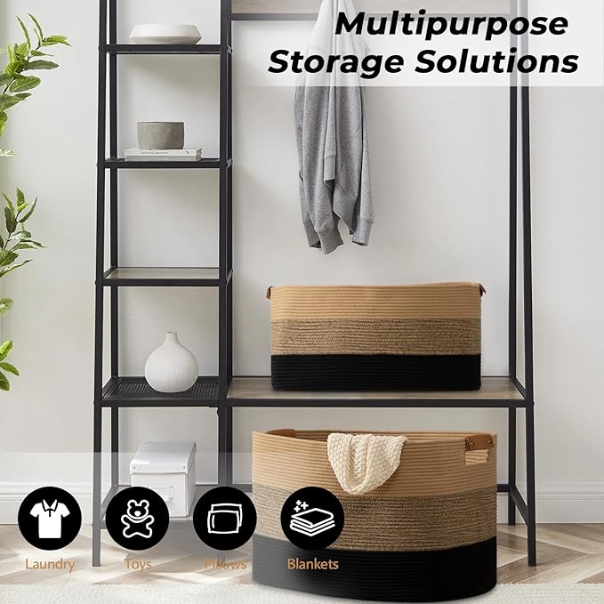 danpinera Large Blanket Basket for Living Room, 72 L Rectangle Toy Storage - Image 5