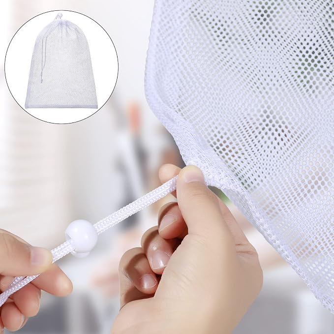 TecUnite 10 Pcs Mesh Bags Drawstring Laundry Bags Large Nylon Mesh Gift - Image 6