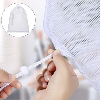 TecUnite 10 Pcs Mesh Bags Drawstring Laundry Bags Large Nylon Mesh Gift - Image 5