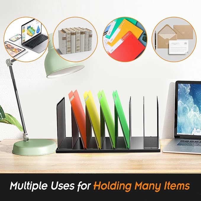 Kuntine.B Desk File Organizer 7 Upright Mesh Desktop Organizer File Sorter - Image 5