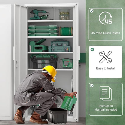 Metal Locking Cabinet, Heavy Duty Tall Cabinet - Image 4
