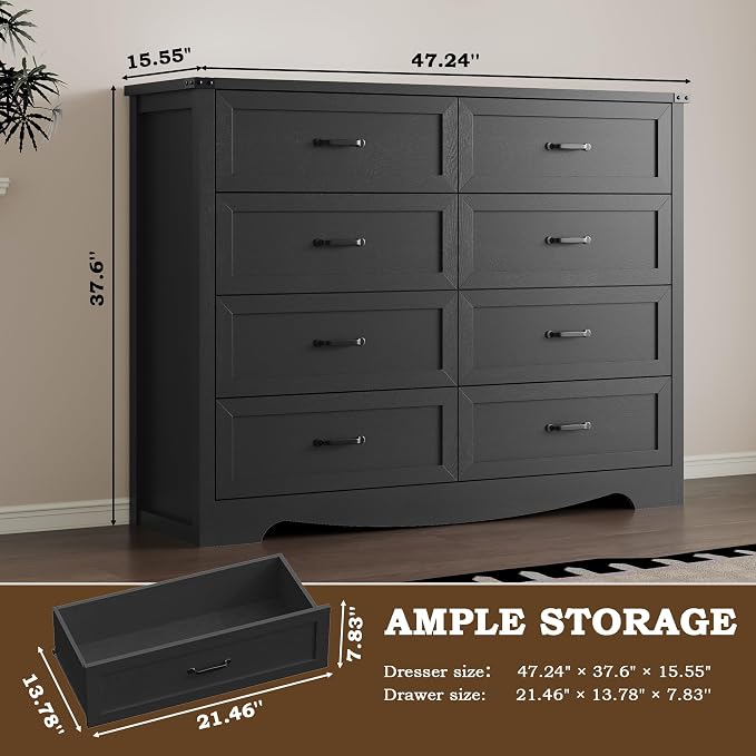 8-Drawer Dresser for Bedroom, Modern Wooden Chest of Drawers - Image 2