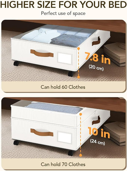 Under Bed Storage with Wheels, 10 inches Under Bed Storage Containers, 65L XXL - Image 3