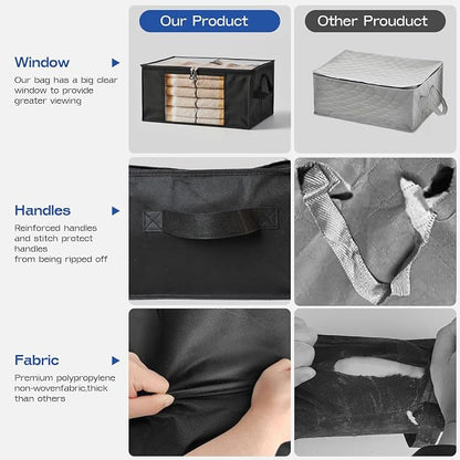 Clothes Storage Bags, Foldable Thick Fabric Blanket Storage Bags, Large Clear - Image 3