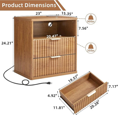 LEYAOYAO Fluted Nightstand Set of 2 - Image 3