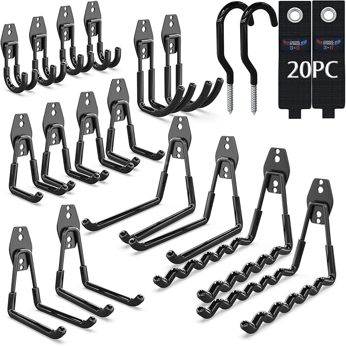 3-H Garage Wall Hooks 20 Pack, Garage Hooks Heavy Duty by 3-H