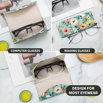 Foldable Glasses Case, Magnetic PU Leahter Sunglasses Case, Cute Hard Shell - Image 2
