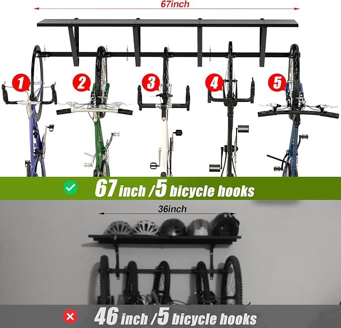 Bike Storage Rack with Shelf, Bike Wall Mount Garage Stand, Bike Hanger Storage - Image 2