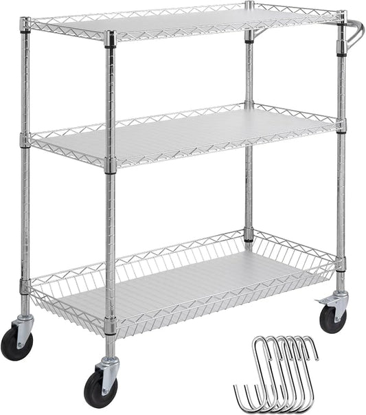 VEVOR Kitchen Utility Cart, 3 Tiers, Wire Rolling Table by VEVOR