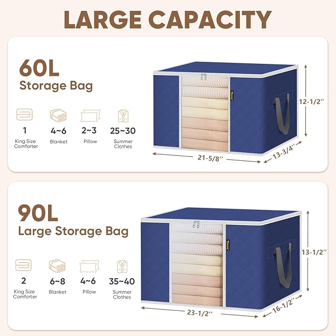 BALEINE 2 Pack Clothes Storage Bags, 24 Gallon Storage Containers - Image 6