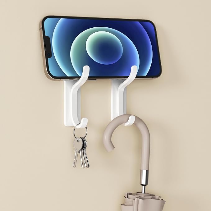 2 Pack Wall Hooks for Hanging: Adhesive Coat Hooks for Hat, Hangers for Door - Image 4