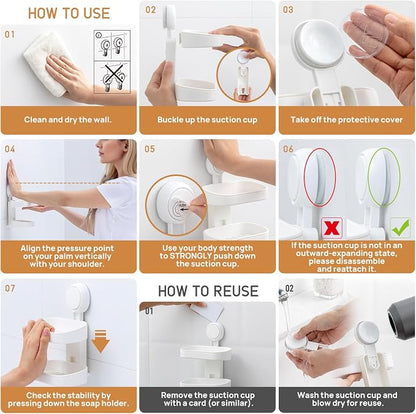LEVERLOC Soap Dish Holder for Shower Double Layer Suction Cup Wall Mounted - Image 6