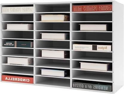 27 Compartments Literature Organizer, Desktop File Sorter Mail Center Paper by pijopang