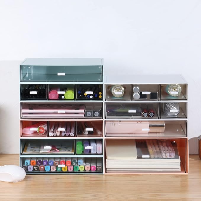 Desktop Stackable Storage with 1 Deep Drawer, Stackable Plastic Storage Drawer - Image 2