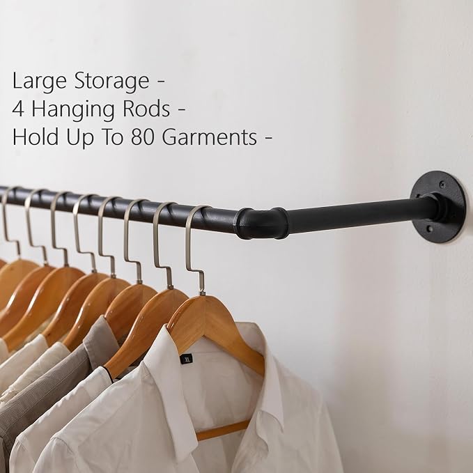 Industrial Pipe Clothes Rack Wall Mounted Clothing Rack, Heavy Duty Iron Pipe - Image 6