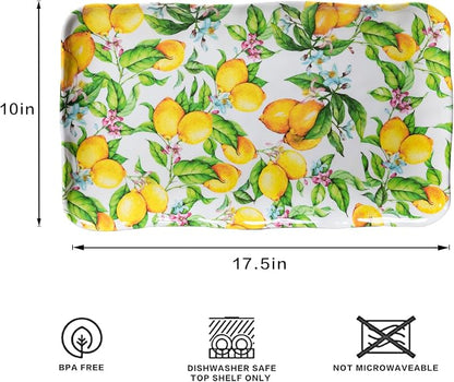LEHAHA Melamine Lemon Large Rectangular Serving Tray/Platters Set of 2 - Image 7