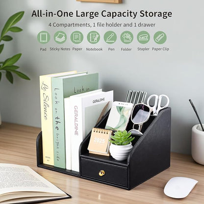 GORESE PU Leather Desk Organizer, File Organizer - Image 2