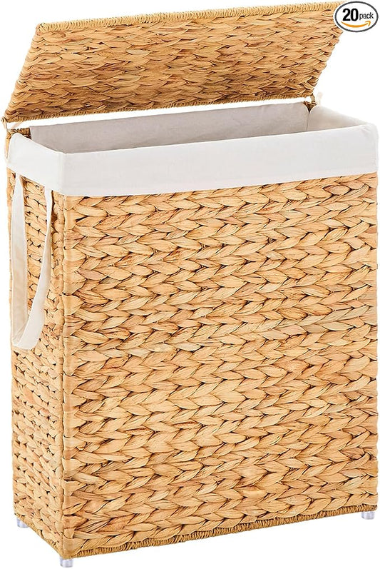 Handwoven Slim Laundry Hamper by LGENHOOMHandwovenNaturalWaterHyacinthBasket