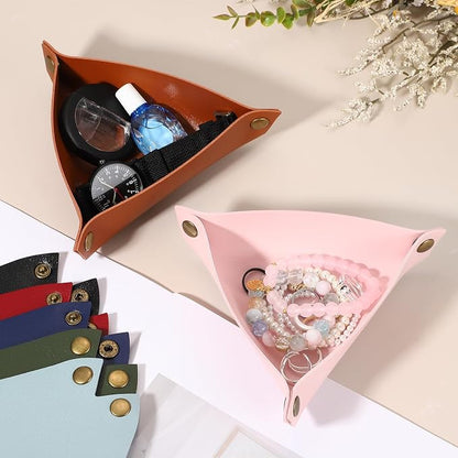 uxcell 2 Pcs Valet Tray for Women and Men, PU Leather Jewelry Tray Entryway - Image 7