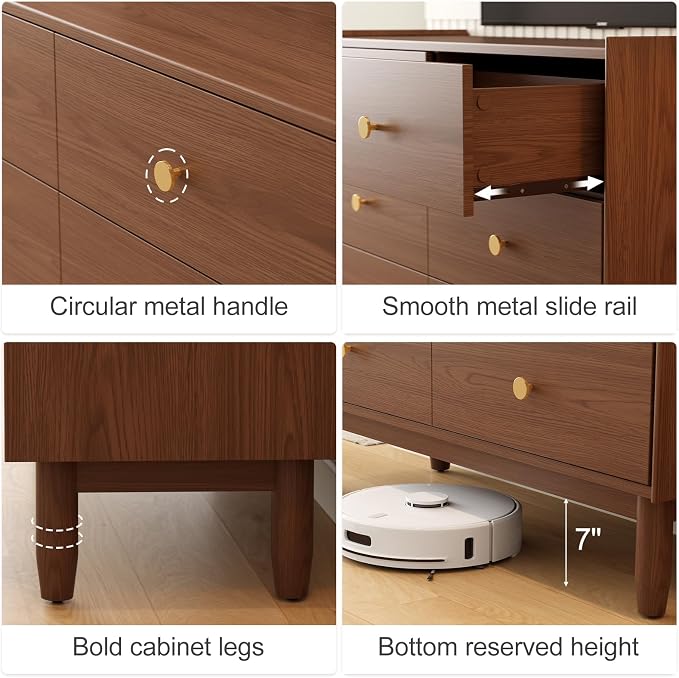 6 Drawer Dresser for Bedroom, 41.2" W Wood Chest of Drawers - Image 7
