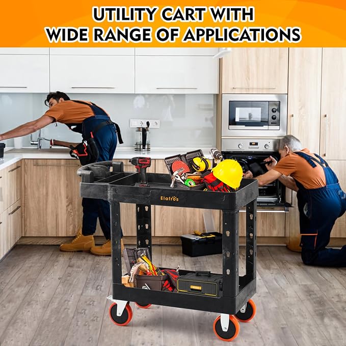 ELAFROS Heavy Duty Plastic Utility Cart 41.3 x 17 Inch - Image 5