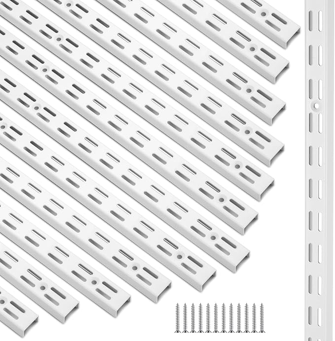 12 Pack 47 Inch Dual Track Upright Wall Shelving System Shelf Bracket Twin Slot by Unknown