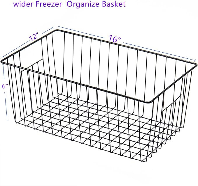 16" L x 12" W Wider Freezer Storage Organizer Baskets Container, Deep Metal - Image 7