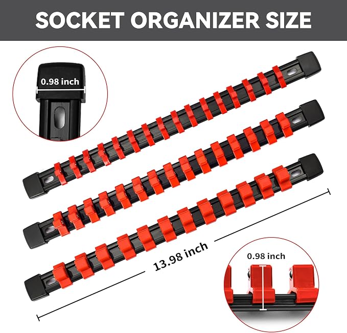 Socket Organizer Drive ABS Tools-Socket Holder, 3/8-Inch x 45 Clips, 1/2-Inch x - Image 4