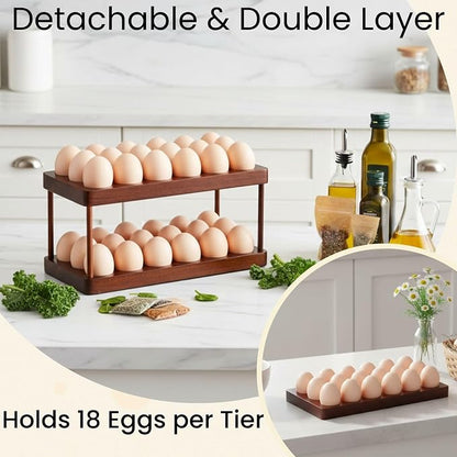 YOUEON Acacia Wooden Egg Holder - Image 4