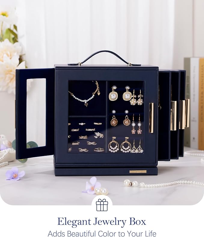 Homde Christmas Gifts Jewelry Box 360° Rotating, Necklace Earring Organizer - Image 8