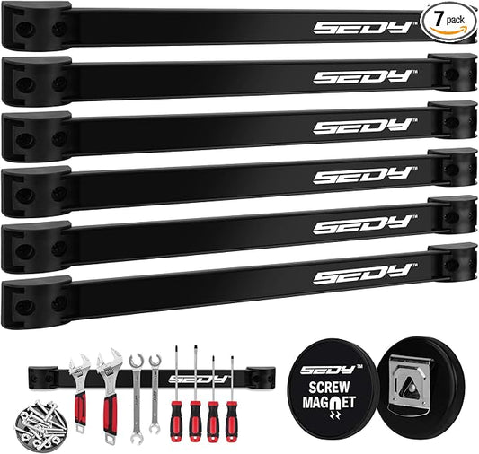 SEDY 7-Piece 12" Magnetic Tool Holder Storage Organizer, Garage Wall Mount Rack by SEDY