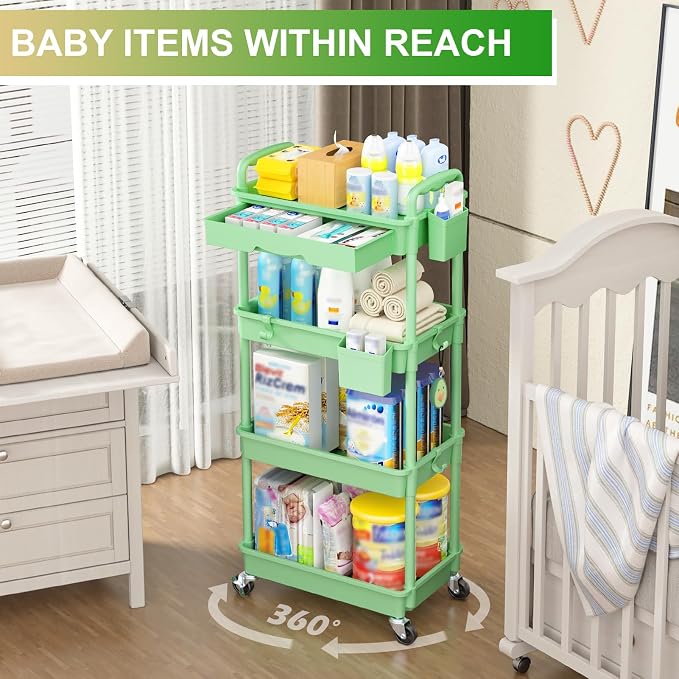 Goovilla 4 Tier Rolling Utility Cart Organizer - Image 6