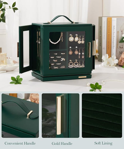 Homde Christmas Gifts Jewelry Box 360° Rotating, Necklace Earring Organizer - Image 5