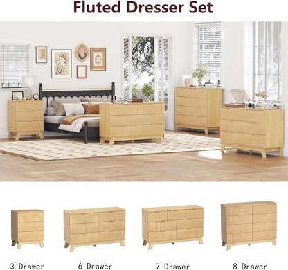 Fluted Dresser for Bedroom, 6 Drawer Dresser for Closet, TV Stand, Storage - Image 9