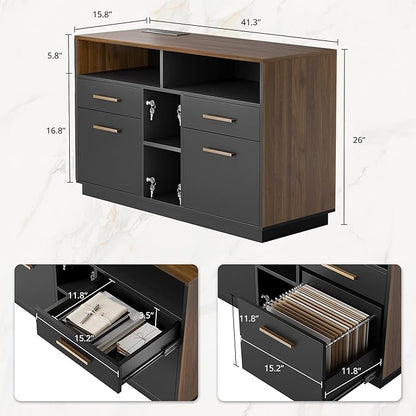 4 Drawer File Cabinet, Wood Filing Cabinet - Image 2