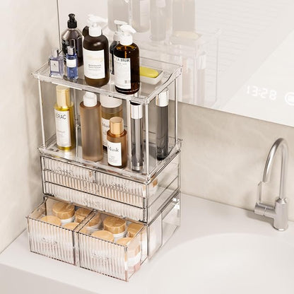 2-Tier 5-Drawer Bathroom Countertop Organizer : Multi-Purpose Makeup Organizer - Image 4
