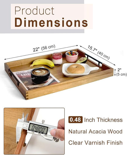 22 Inches Acacia Wood Serving Tray - Image 2