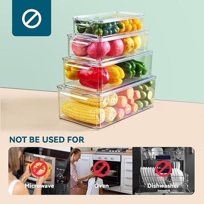 4 Piece Refrigerator Organizer Bins, Stackable - Image 5