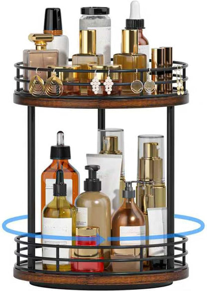 Bathroom Organizer Countertop, 2 Tier Rotating Makeup Organizer Countertop by Yelinkws