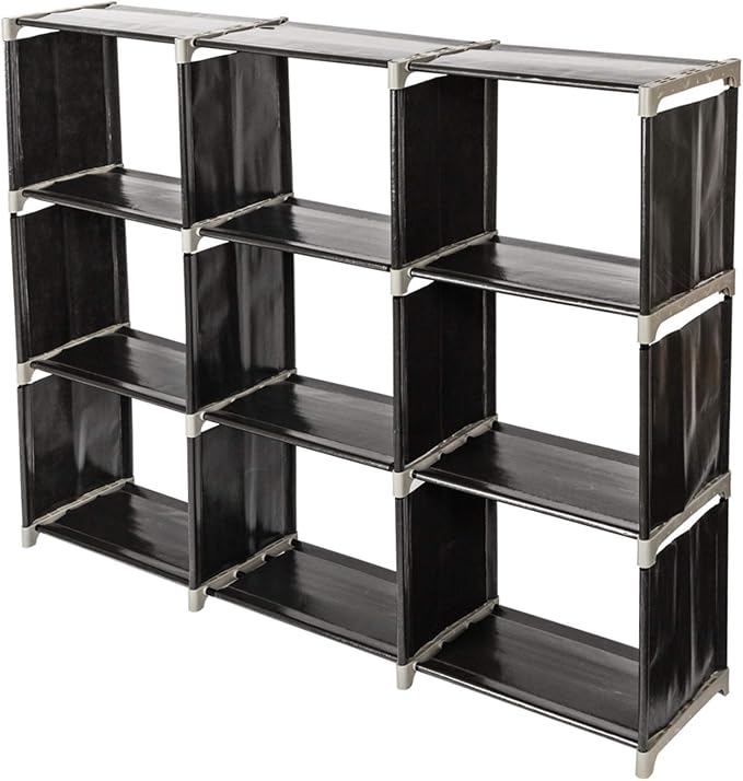 3-Tier 9-Cube Storage Shelf Organizer, Metal Tube and Non-Woven Fabric Storage by EPOFIT
