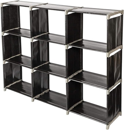 3-Tier 9-Cube Storage Shelf Organizer, Metal Tube and Non-Woven Fabric Storage by EPOFIT